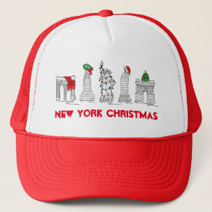 NYC Christmas New York City Landmarks Holiday Trucker Hat