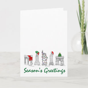 NYC Christmas Santa Tree Wreath Holiday Landmarks Card