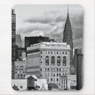 NYC: Chrysler Building, Back of Flatiron B&W 001 Mouse Pad
