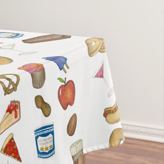 NYC Classic New York City Foods Pretzel Pizza Lox Tablecloth (In Situ)