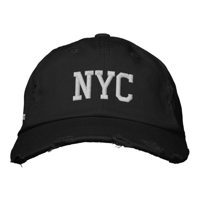 NYC DISTRESSED CHINO TWILL CAP - BLACK (Front)