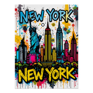 NYC Dreams: Vibrant Urban Travel Poster