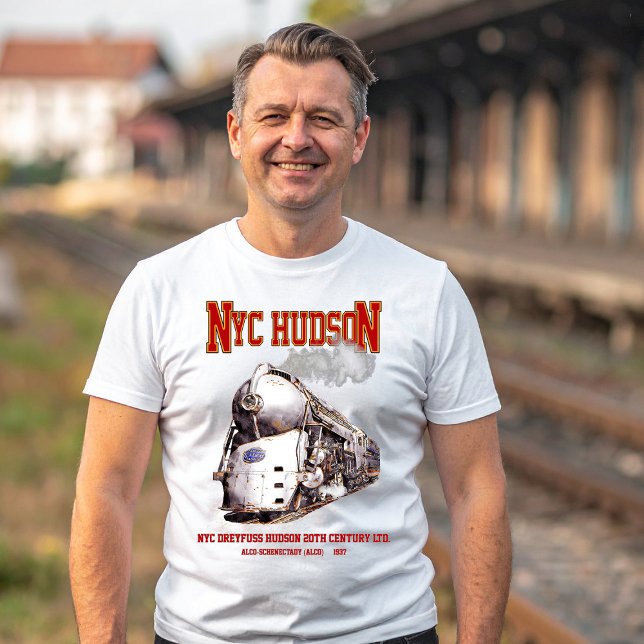 NYC Dreyfuss Hudson Loco. 20th Century Limited T-Shirt (NYC Dreyfuss Hudson Locomotive. 20th Century Limited. Mens Basic T-Shirt)