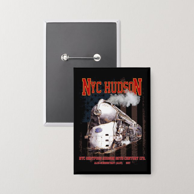 NYC Dreyfuss Hudson Locomotive. American flag (Front/Back)