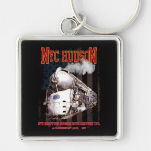 NYC Dreyfuss Hudson Locomotive. American flag Key Ring