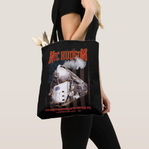 NYC Dreyfuss Hudson Locomotive. American flag Tote Bag