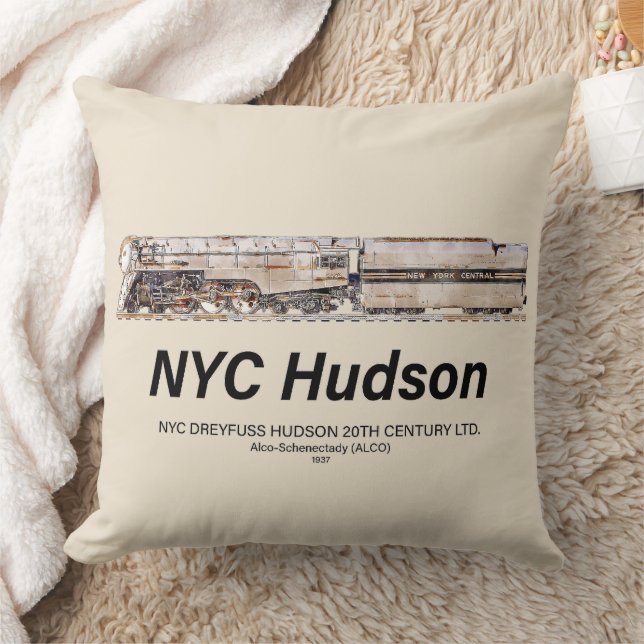 NYC Dreyfuss Hudson Steam Locomotive. Profile Cushion (Blanket)