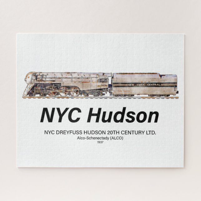 NYC Dreyfuss Hudson Steam Locomotive. Profile Jigsaw Puzzle (Horizontal)