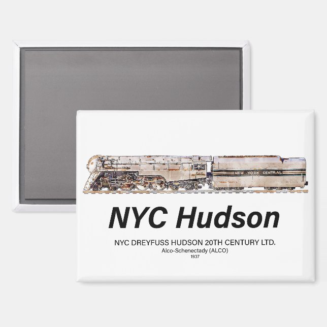 NYC Dreyfuss Hudson Steam Locomotive. Profile Magnet (Front/Back)