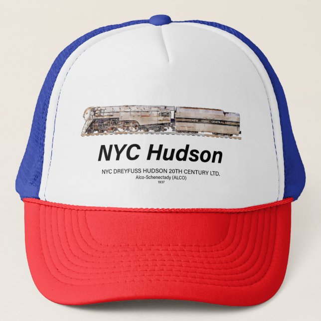 NYC Dreyfuss Hudson Steam Locomotive. Profile Trucker Hat (Front)