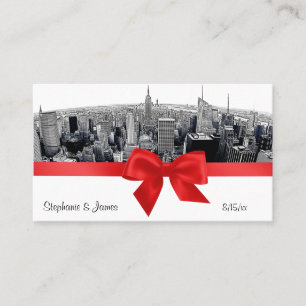 NYC Etched Fisheye Skyline BW Red Place Cards #2