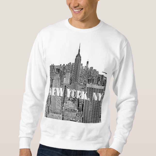 NYC Etched Look Skyline From Above Sweatshirt (Front)