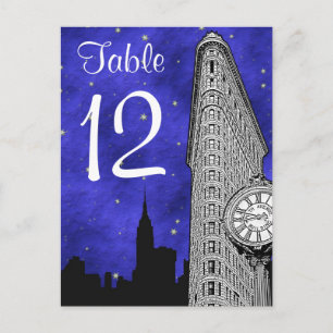 NYC Flatiron Skyline Silhouette Bl St Table Number Postcard