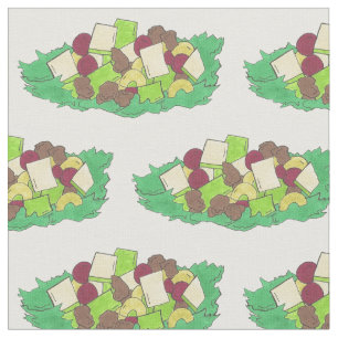 NYC Fruit Nut Waldorf Salad Apples Celery Walnuts Fabric
