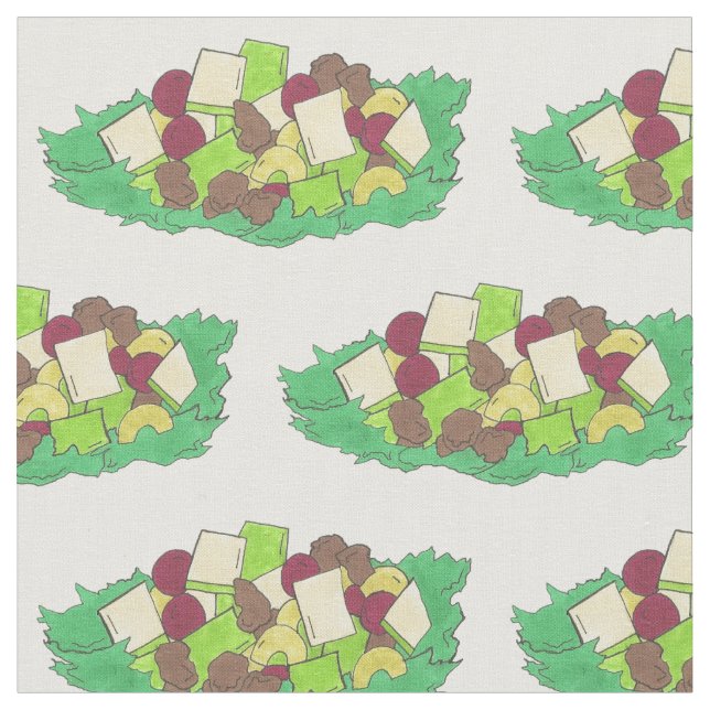 NYC Fruit Nut Waldorf Salad Apples Celery Walnuts Fabric (Close Up)
