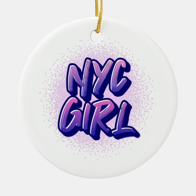NYC Girl Graffiti Style   Ceramic Ornament (Front)