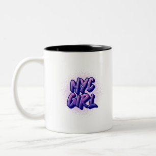 NYC Girl Graffiti Style Two-Tone Coffee Mug