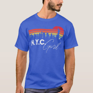 NYC Girl Retro Sunset City Skyline Souvenir T-Shirt