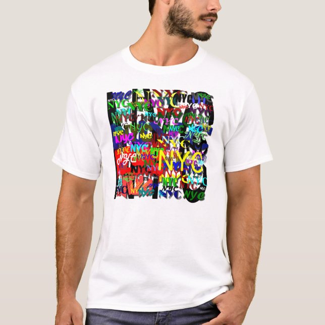 NYC Graffiti Men's White Large Basic T-Shirt (Front)