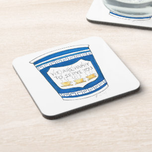 NYC Greek Diner Blue Coffee Happy to Serve You Cup Coaster