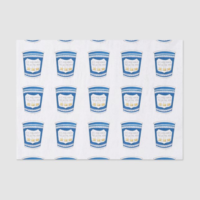 NYC Greek Diner Happy to Serve You Blue Coffee Cup Tissue Paper (Front)