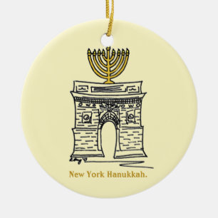 NYC Hanukkah Washington Square Menorah New York Ceramic Ornament