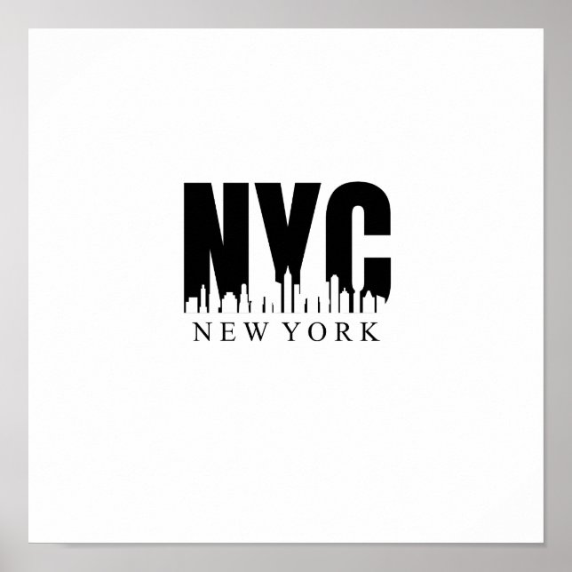 NYC in black and white with Skyline Poster (Front)