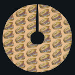 NYC Jewish Deli Bagel Capers Lox Cream Cheese Brushed Polyester Tree Skirt<br><div class="desc">Just personalise for a fun holiday decoration! Tree skirt features an original marker illustration of a bagel with cream cheese and lox.

This design is also available on other products. Don't see what you're looking for? Need help with customisation? Contact Rebecca to have something designed just for you.</div>