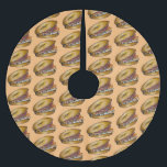 NYC Jewish Deli Bagel Capers Lox Cream Cheese Brushed Polyester Tree Skirt<br><div class="desc">Just personalise for a fun holiday decoration! Tree skirt features an original marker illustration of a bagel with cream cheese and lox.

This design is also available on other products. Don't see what you're looking for? Need help with customisation? Contact Rebecca to have something designed just for you.</div>