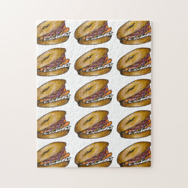 NYC Jewish Deli Bagel Capers Lox Cream Cheese Jigsaw Puzzle (Vertical)