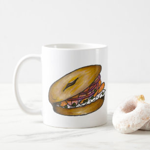 NYC Jewish Deli Bagel Cream Cheese Lox Onion Caper Coffee Mug