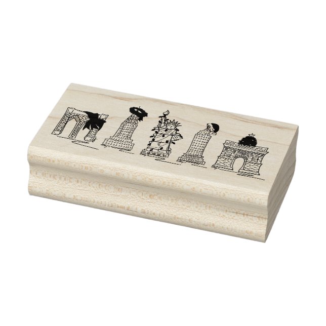 NYC Landmarks New York City Christmas Xmas Holiday Rubber Stamp (Stamp)