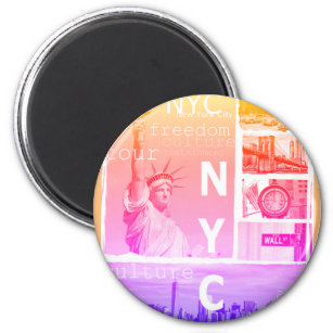 Nyc Liberty Statue Brooklyn Bridge New York City Magnet