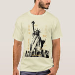 Nyc Liberty Statue Manhattan Mens Modern Natural T-Shirt<br><div class="desc">Nyc Liberty Statue New York City Manhattan Modern Elegant Template Men's Basic Natural T-Shirt.</div>