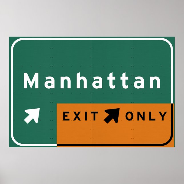 NYC Manhattan Exit Interstate Highway Freeway Road Poster (Front)