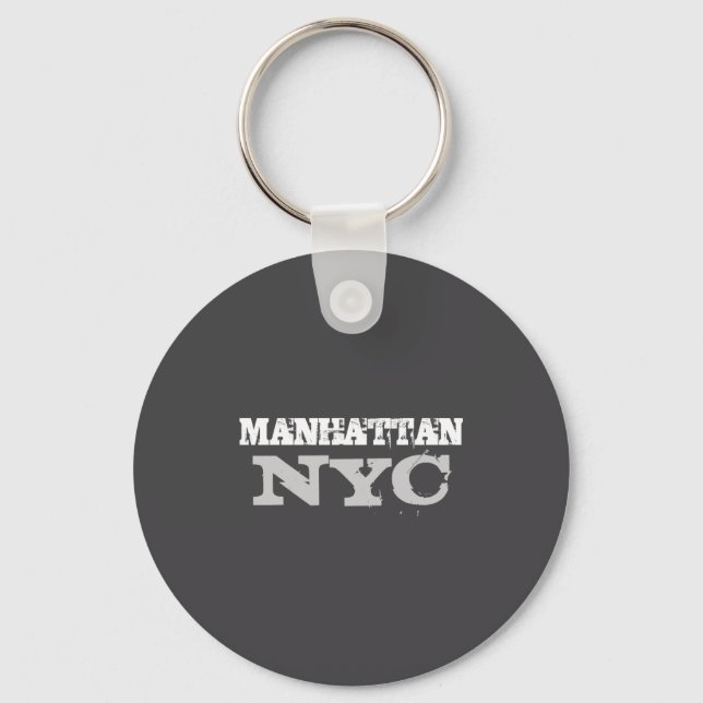 Nyc Manhattan New York City Elegant Black Template Key Ring (Front)