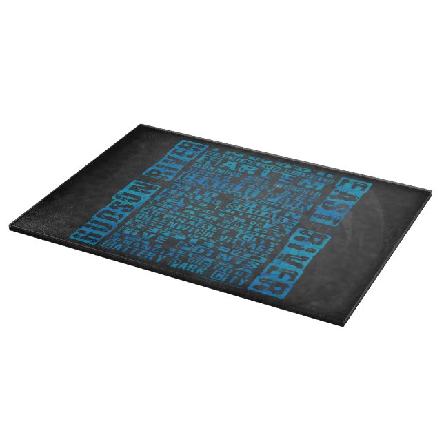 NYC Neighbourhoods Blue Cutting Board (Corner)