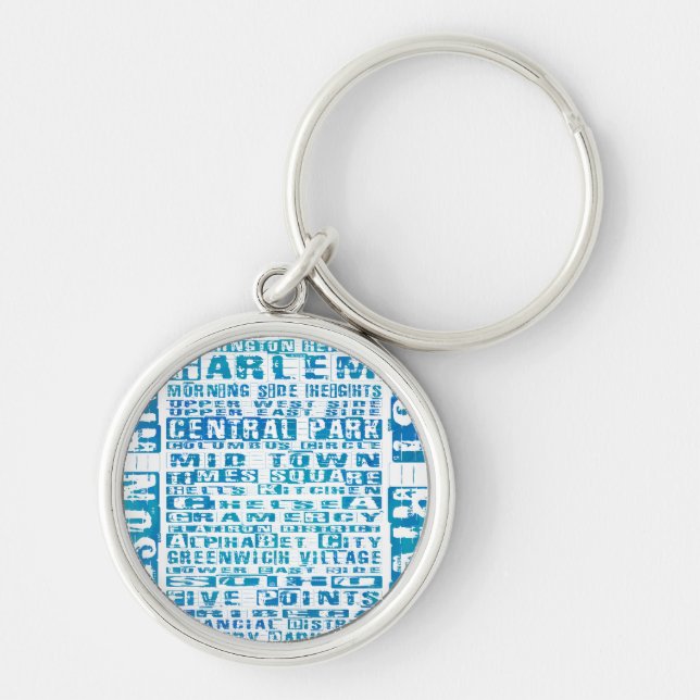 NYC Neighbourhoods Blue Key Ring (Front)