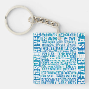NYC Neighbourhoods Blue Key Ring