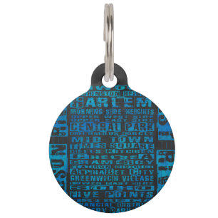 NYC Neighbourhoods Blue Pet Tag