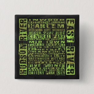 NYC Neighbourhoods Green 15 Cm Square Badge