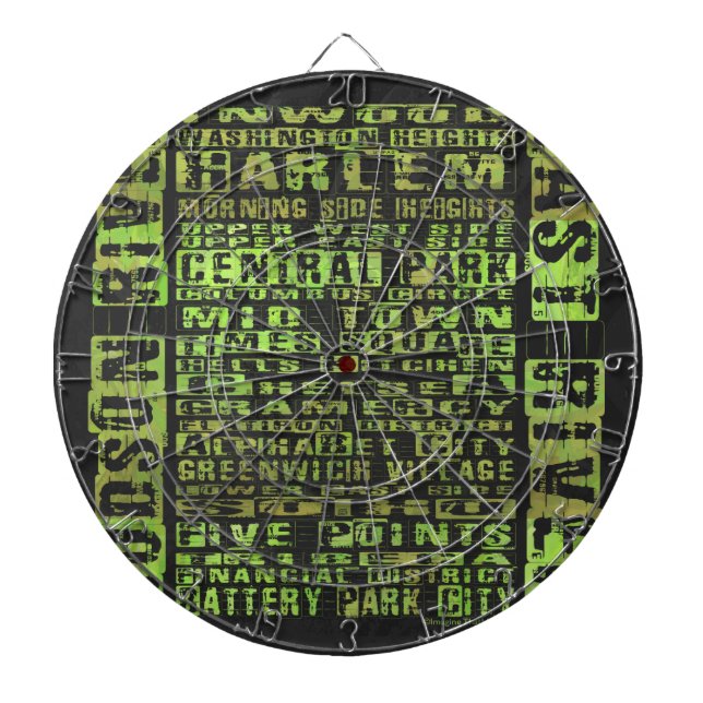 NYC Neighbourhoods Green Dartboard (Front)