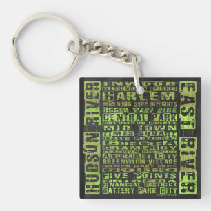 NYC Neighbourhoods Green Key Ring