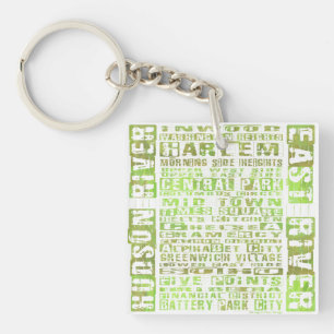 NYC Neighbourhoods Green Key Ring