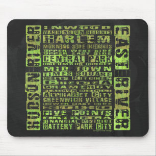 NYC Neighbourhoods Green Mouse Pad