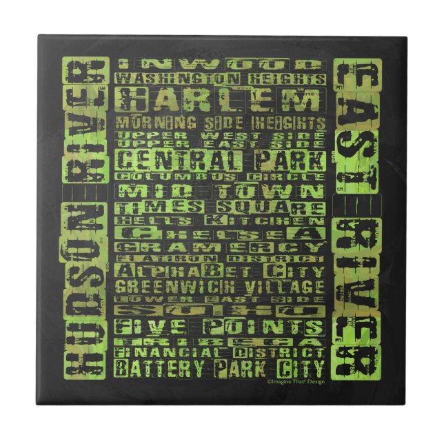 NYC Neighbourhoods Green Tile (Front)