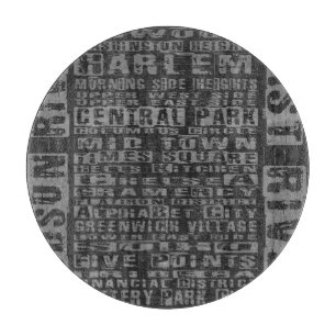NYC Neighbourhoods Grey Cutting Board