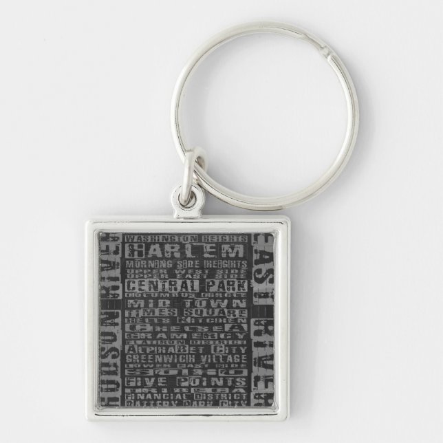 NYC Neighbourhoods Grey Key Ring (Front)
