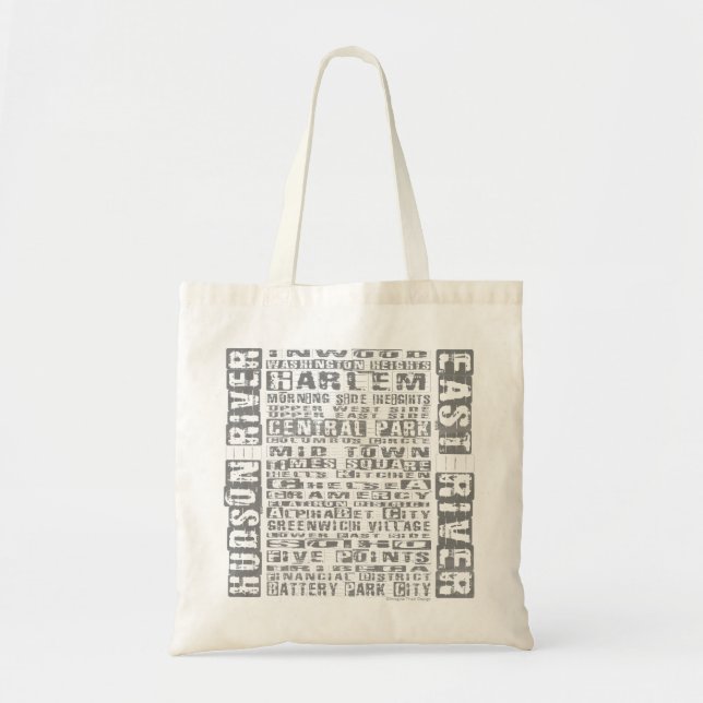NYC Neighbourhoods Grey Tote Bag (Front)