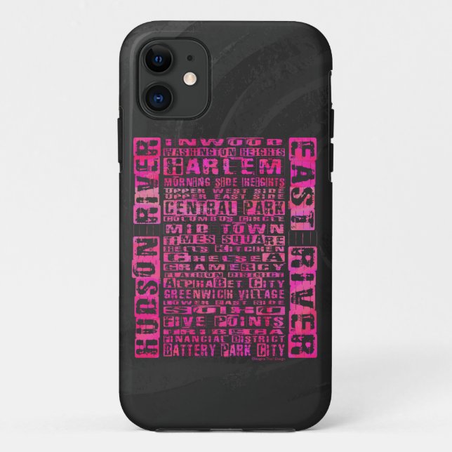 NYC Neighbourhoods Hot Pink Case-Mate iPhone Case (Back)
